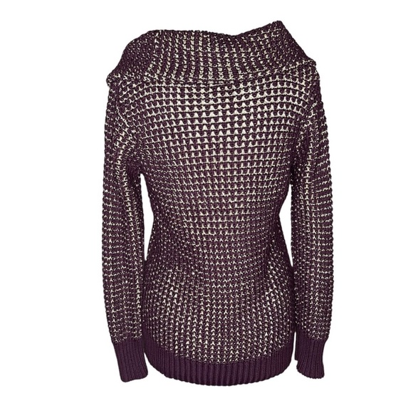 Cache fancy purple and gold sweater size XL - Picture 2 of 5